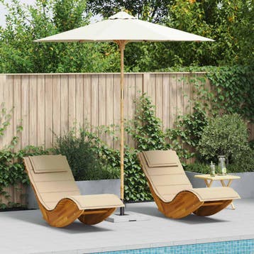 vidaXL Tuinparasol Ø 240 x 260 cm Bamboe Rond Crèmewit, Tuin en Terras, Verzenden, Nieuw, 2 tot 3 meter