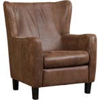 Leren fauteuil Hug - Vintage Brown (bruin) - Poten hout, Nieuw, Ophalen of Verzenden, 75 tot 100 cm, Eigentijds, Klassiek, Retro, Romantisch