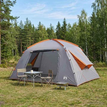 vidaXL Huisje Tent Grijs en Oranje 400 x 210 x 180 cm, Verzenden, Nieuw, Tot en met 2