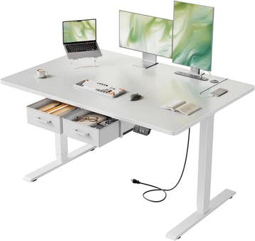 Zit sta bureau - Elektrisch - Verstelbaar - 119x80 cm - Wit, Verzenden, Zo goed als nieuw