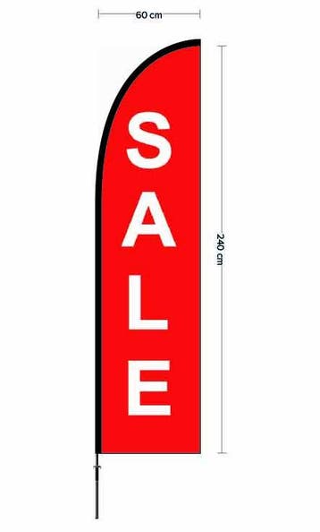 Beachvlag Sale ontwerp 1 doek 60x240cm, hoogte zonder voet, Nieuw