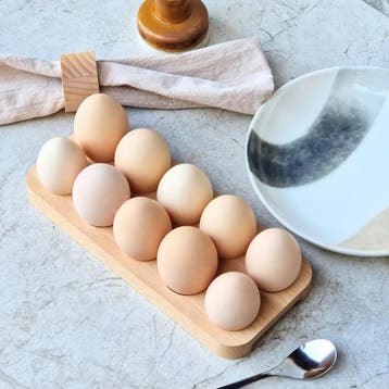HOCHO Noire eierhouder van massief beukenhout voor 10 eie..., Ophalen of Verzenden, Nieuw