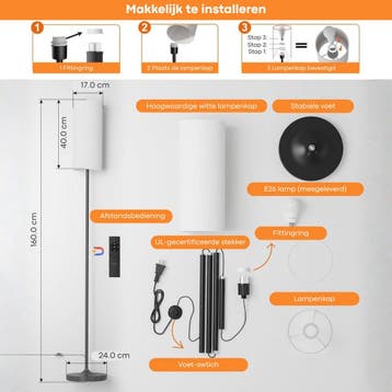 Glowy Vloerlamp - Dimbaar met Afstandsbediening - Staande, Ophalen of Verzenden, Zo goed als nieuw