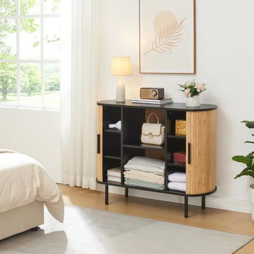 Commode Tvedestrand dressoir 100x40x80 cm zwart en naturel [, Verzenden, Nieuw
