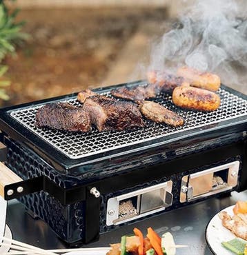 Keramische tafelbarbecue - zwart - 50 x 22 x 12 cm | 34,5 x, Verzenden, Nieuw