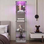 Glazen Vitrinekast 4 Lagen met Licht en Houten Accenten, Huis en Inrichting, Kasten | Vitrinekasten, Verzenden, Nieuw