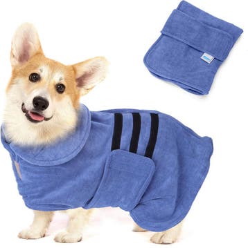 Hondenbadjas - Badjas hond - Ruglengte 50 cm - M - Blauw - N, Dieren en Toebehoren, Verzenden, Zo goed als nieuw