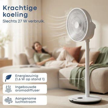 2dekans | Aironex Ventilator - Stille Statiefventilator met, Witgoed en Apparatuur, Ophalen of Verzenden, Zo goed als nieuw