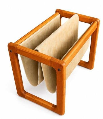 Tijdschriftenhouder - Hout, Leder