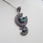 Zilver, Art Deco, Zoisiet - Ketting met hanger - +