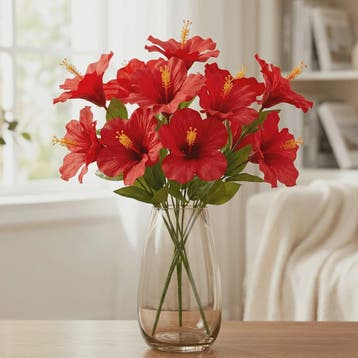 Set van 2 Boeketten Kunst Hibiscus Bloemen - Zomerse Decorat, Verzenden, Nieuw