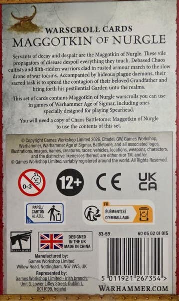 Maggotkin of Nurgle Warscroll cards (Warhammer Age of Sigmar, Hobby en Vrije tijd, Ophalen of Verzenden, Nieuw