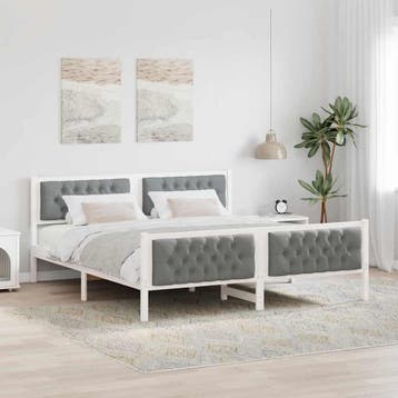 vidaXL Bedframe Lichtgrijs 160 x 200 cm Massief grenenhout, Verzenden, Nieuw, Wit, Hout