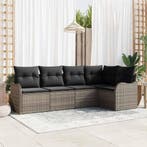 vidaXL Tuin Sofa Set met opslag 5 pcs Grijs poly rattan, Verzenden, Nieuw, Rotan, 5 zitplaatsen