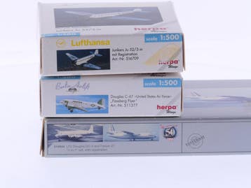 Schaal 1:500 Herpa 511377 Douglas C-47, Herpa 516709 Junk..., Hobby en Vrije tijd, Ophalen of Verzenden, Gebruikt