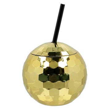 Discobal Drinkbeker Met Rietje Goud, Hobby en Vrije tijd, Feestartikelen, Ophalen of Verzenden, Nieuw