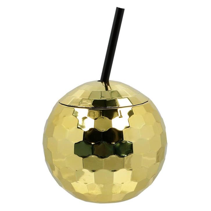 Discobal Drinkbeker Met Rietje Goud, Hobby en Vrije tijd, Feestartikelen, Nieuw, Ophalen of Verzenden