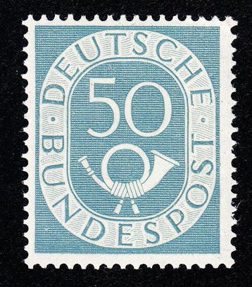 Duitsland, Bondsrepubliek 1951 - Posthoorn 50 Pfg.,, Gestempeld