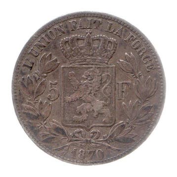 België. Leopold II. 5 Francs 1870 (Zonder minimumprijs)