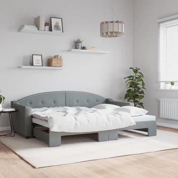 vidaXL Slaapbank met onderschuifbed 80x200 cm stof, Eenpersoons, Verzenden, Nieuw, 80 cm