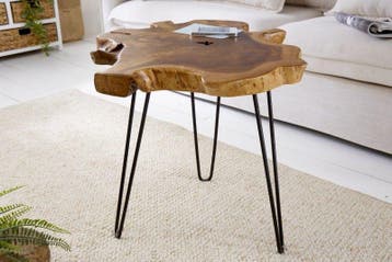 Unieke bijzettafel WILD 50cm teakhouten salontafel - 38243, Ophalen of Verzenden, Nieuw