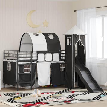 vidaXL Stapelbed voor kinderen Effen Zwart 90 x 200 cm, Verzenden, Nieuw, Zwart, Metaal