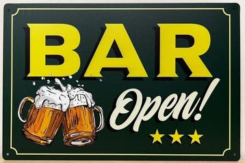Bar open reclamebord, Ophalen of Verzenden, Nieuw