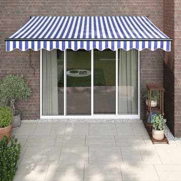vidaXL Luifel uittrekbaar 3x2,5 m stof en aluminium blauw en, Verzenden, Nieuw