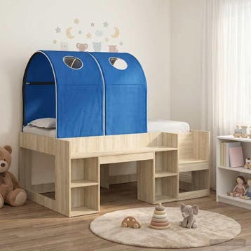 vidaXL Bed met Tunnel 3 st Sonoma eiken en blauw Bewerkt, Verzenden, Nieuw, Bruin, Hout