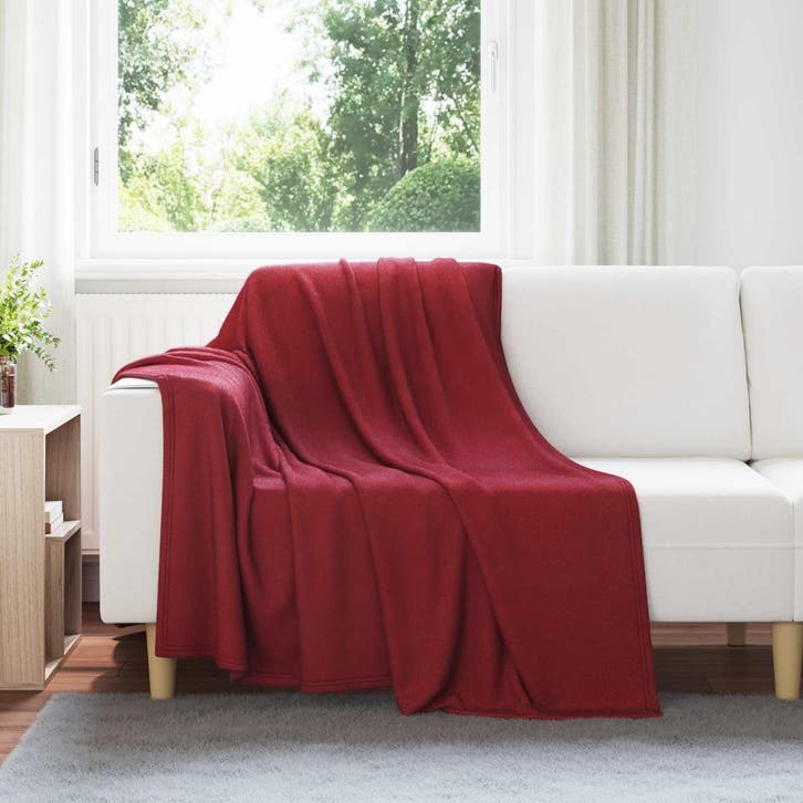 vidaXL Gooi Deken Bordeaux Rood 200 x 150 cm Fleece, Huis en Inrichting, Slaapkamer | Beddengoed, Rood, Nieuw, Verzenden