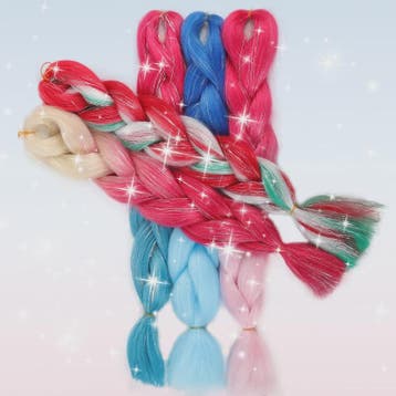 Glanzende Regenboog Jumbo Vlechten met Tinsel - Synthetisch, Verzenden, Nieuw