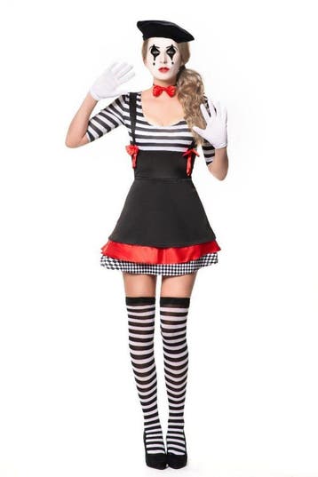 Mime Jurk Rood Zwart Dames - Maat S, Kleding | Dames, Carnavalskleding en Feestkleding, Ophalen of Verzenden, Nieuw
