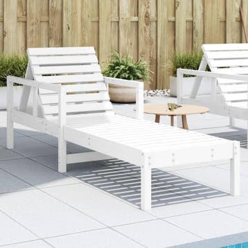 vidaXL Ligstoel 199,5x62x55 cm massief grenenhout wit, Tuin en Terras, Ligbedden, Verzenden, Nieuw