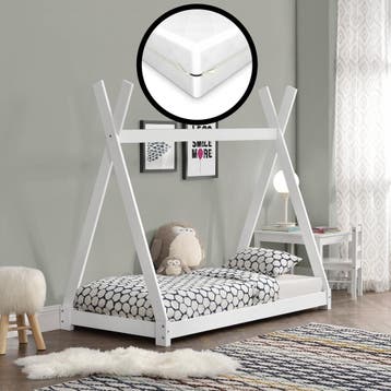Juniorbed Tipi eenpersoonsbed incl. matras 80x160 - wit, Verzenden, Nieuw