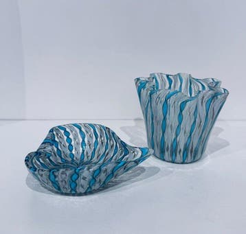 Vaas (2) - Glas - Murano/ vaas en schaaltje, Antiek en Kunst