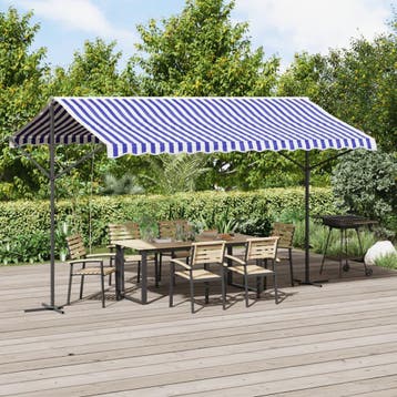 vidaXL Luifel vrijstaand 400x300 cm stof en staal blauw en, Verzenden, Nieuw