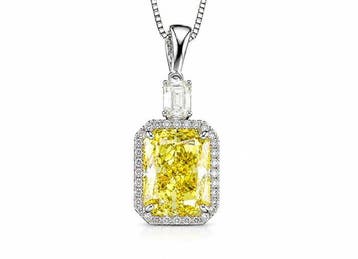 Hanger - 14 karaat Witgoud - 8.96ct. tw. Geel Diamant (Fancy