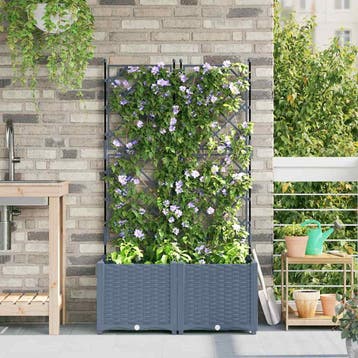 vidaXL Plantenbak 2 st Lichtgrijs 80 x 40 x 143 cm PP, Verzenden, Nieuw, Minder dan 60 cm, 60 cm of meer