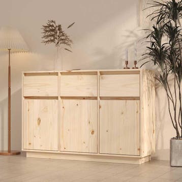 vidaXL Dressoir 111x36x75 cm massief grenenhout, Huis en Inrichting, 100 tot 150 cm, Verzenden, Nieuw, Grenenhout