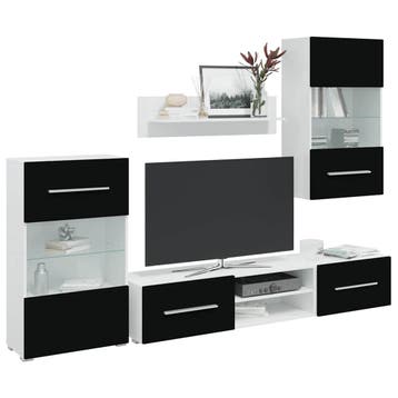 vidaXL Muurvitrine tv-meubel met LED-verlichting zwart, Verzenden, 150 tot 200 cm, Nieuw, Minder dan 100 cm