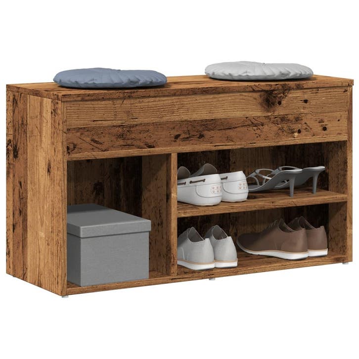 vidaXL Schoenenbank 80x30x45 cm bewerkt hout oud houtkleurig, Huis en Inrichting, Kasten | Schoenenrekken, Nieuw, Verzenden
