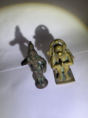 Hanuman en Rama - Brons - India - 17e - 18e - 19e eeuw, Antiek en Kunst