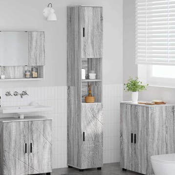 vidaXL Badkamer Kast Grijs Sonoma 30 x 35 x 192 cm, Verzenden, Nieuw