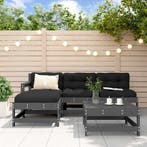 vidaXL 5-delige Loungeset met kussens massief hout grijs, 5 zitplaatsen, Verzenden, Nieuw, Loungeset