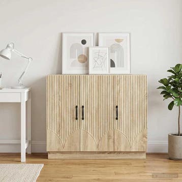 vidaXL Dressoir Sonoma Eiken 89 x 34,5 x 77 cm Bewerkt hout, Huis en Inrichting, Verzenden, Nieuw, Overige houtsoorten, Minder dan 50 cm