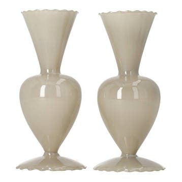 Vaas - Glas - Set witte vaasjes