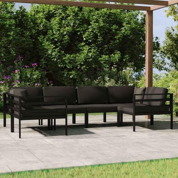 vidaXL 6-delige Loungeset met kussens aluminium, Verzenden, Nieuw, Aluminium, Loungeset