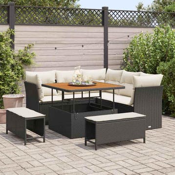 vidaXL Tuin Sofa Set 8 st 5-Aantal zitplaatsen Zwart en, Verzenden, Nieuw, 8 zitplaatsen