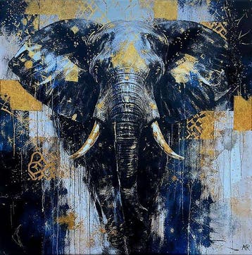 Maria Ruisi - The Golden King Unique artwork, acrylic 3D