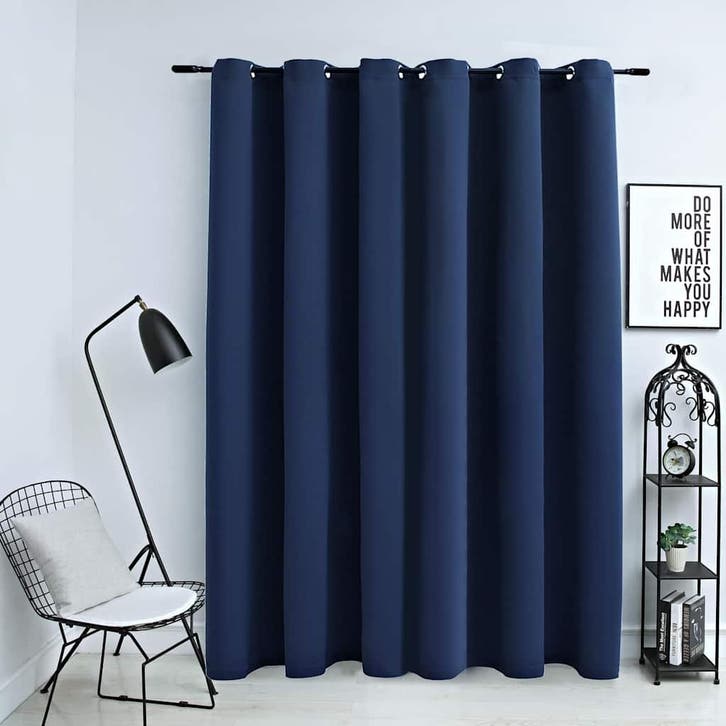 vidaXL Gordijn verduisterend met metalen ringen 290x245 cm, Huis en Inrichting, Stoffering | Gordijnen en Lamellen, Blauw, Nieuw